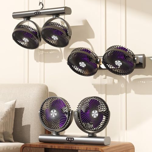 Ventilador para coche de doble cabezal USB para salpicadero de furgonetas, SUV y ATV 3
