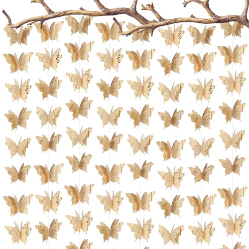 3D Paper Butterfly Garland Vintage Book Newspaper Hanging Garland Bunting