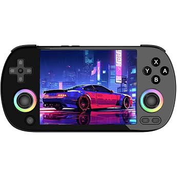 RG40XX H Handheld Game Console Retro Game Console with RGB Joystick Lighting 4 Inch IPS Screen Linux Built-in 64G TF Card and 5571 Games Supports WiFi Blueto Black 64G