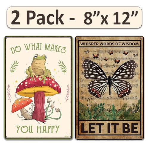 2 Pack 8"x12" Vintage Funny Garden Signs Laminated Vinyl Decals