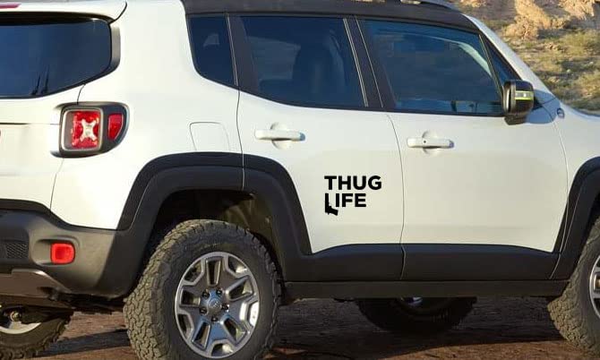 Autocollant Voiture "Thug Life" - Sticker Vinyle Décoratif Pour Pare-chocs, Vitre, Vélo, Anti-UV Et Imperméable
