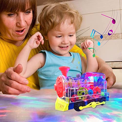 Niteris Gear Train Toy, Transparent Electric Kids Gear Train with Flashing Lights, Early Educational Musical Train Set Birthday Gift for Boys Children - Image 6