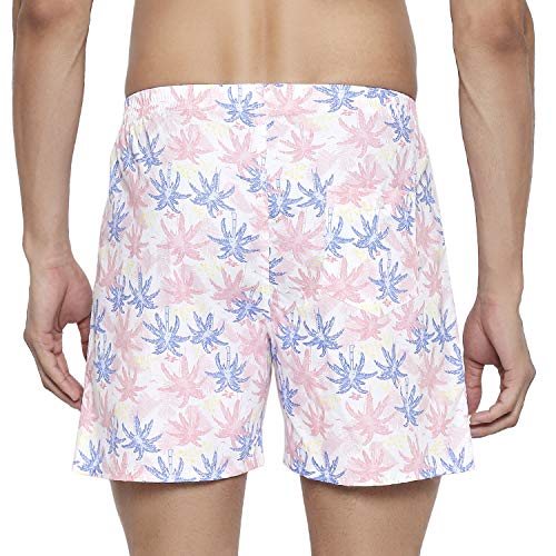 Image of Longies Men's Pure Cotton Regular Printed Boxer Shorts (Pack of 3) (LGBOXPO3V001 Whitebeach,WhiteFloral,Blue M)