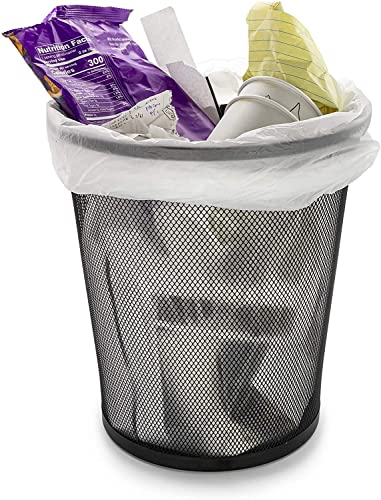 SENENQU 4 Stück Papierkorb Metall, 12L Büro Mülleimer Schwarz Metall Gitter, kleine Papierkorb Mülleimer Abfalleimer Büro Schreibtisch Schlafzimmer Badezimmer - 26.5 x 23.5 x 18.8 CM