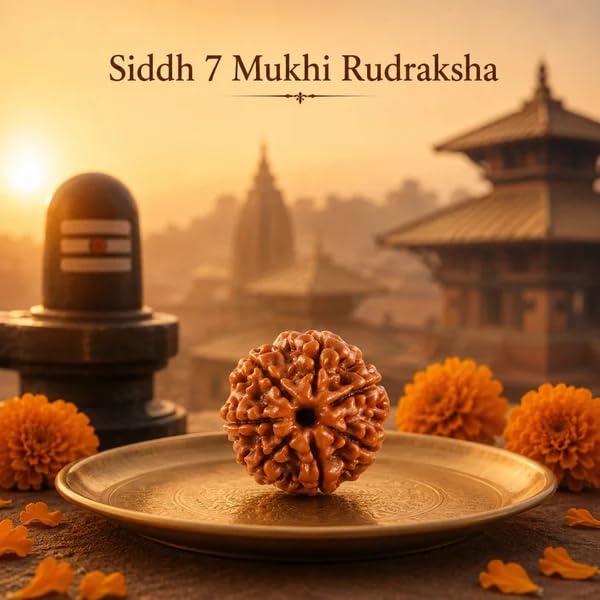 Image of Natural Seven Face Rudraksha Bead for Puja, Japa, Meditation & Spiritual Practices | Authentic Rudraksh for Men & Women (7 Mukhi Rudraksha)