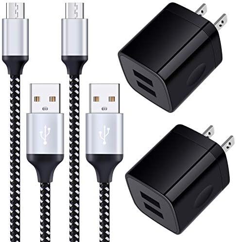 Android Charger, 2-Pack 2.1A Dual Port USB Charging Block Charger Plug with 6FT Fast Charging Micro USB Cable Phone Chargers Android Cord for Samsung Galaxy S7 S6 S5 J7V J7 J8 Note 5,LG K40 K30 K20 G3