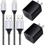 Android Charger, 2-Pack 2.1A Dual Port USB Charging Block Charger Plug with 6FT Fast Charging Micro