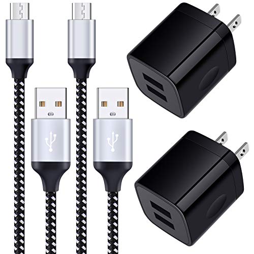 Android Charger, 2-Pack 2.1A Dual Port Usb Charging Block Charger Plug With 6Ft Fast Charging Micro Usb Cable Phone Chargers Android Cord For Samsung Galaxy S7 S6 S5 J7V J7 J8 Note 5,Lg K40 K30 K20 G3 #TOP1