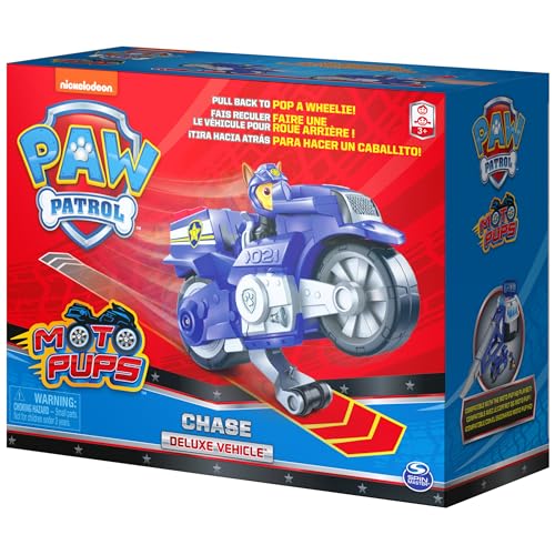 Paw Patrol, Moto Pups Chase’s Deluxe Pull Back Motorcycle Vehicle with Wheelie Feature and Toy Figure by Paw Patrol - Used condition - Image 8