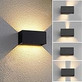 YICALE Aplique Pared Exterior LED 12W, Luz Exterior 3000K Blanco Cálido,Lampara Exterior Pared Impermeable IP65 Ángulo de haz Ajustable Aplique de Interior Aluminio Negro para Terraza,Jardín,Balcón