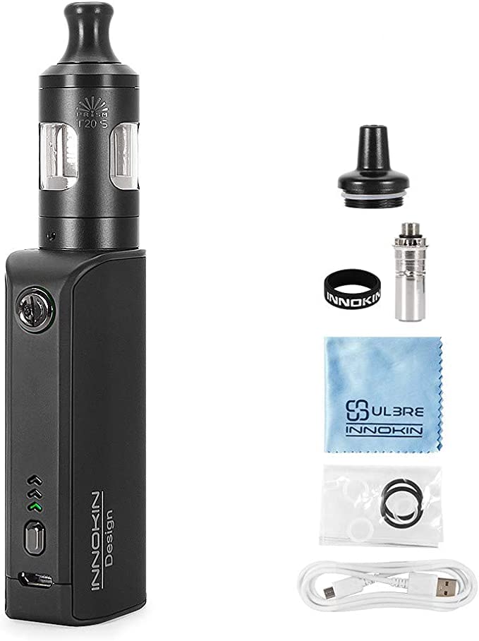 Presenting Innokin EZ WATT Starter Kit, Vape Box Mod + Refillable T20S Tank + Prism S Coil + Rechargeable 1500mAh Battery, Adjust Wattage, E Cig Vape Pen, TVDC 2ml Capacity, No Nicotine (Black)