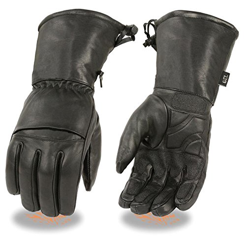 Men's Waterproof Gauntlet Gloves w/Flex Knuckles (Black, L)