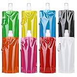 flintronic Botella de Agua Plegable, 8PCS Botella de Agua Plegable, Botella de Agua Potable Reutilizable de 680ml con Mosquetón de Aluminio para Senderismo, Ciclismo, Camping, Viajes, Escuela.