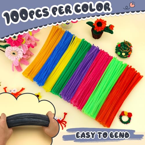Image of Hssugi 100PCS Pipe Cleaners, Grey Chenille Stems Craft Supplies | Pipe Cleaners Craft Supplies, Pipe Cleaners Bulk Fuzzy Sticks for DIY Art and Craft Projects Home Decoration