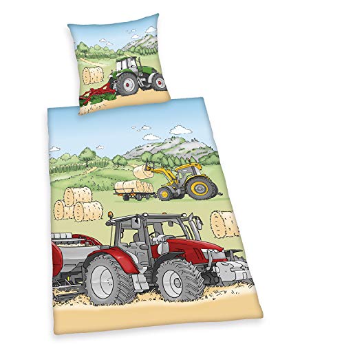 Herding Young Collection Bettwäsche-Set, Traktor-Wendemotiv, Kopfkissenbezug 80 x 80 cm, Bettbezug 135 x 200 cm mit Knopfverschluss, Baumwolle/Flanell Herding Young Collection Bettwäsche-Set, Traktor-Wendemotiv, Kopfkissenbezug 80 x 80 cm, Bettbezug 135 x 200 cm mit Knopfverschluss, Baumwolle/Flanell