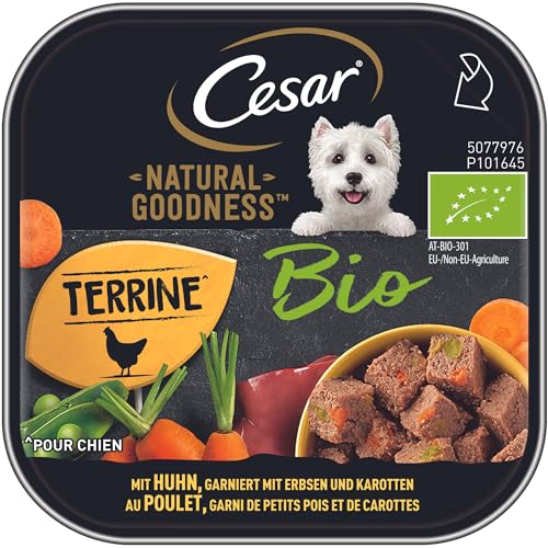 Cesar NATURAL GOODNESS Premium Bio Hunde Nassfutter in der Schale Terrine mit Huhn 16x100g