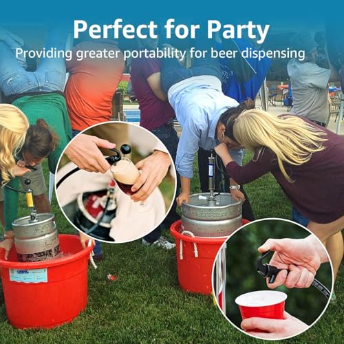 8\" Beer Party Pump Keg Tap for US Sankey Keg, American D-System Keg Pump Chrome-Plated Beer Tap Dispenser for Picnic with Beer Line Faucet Parts