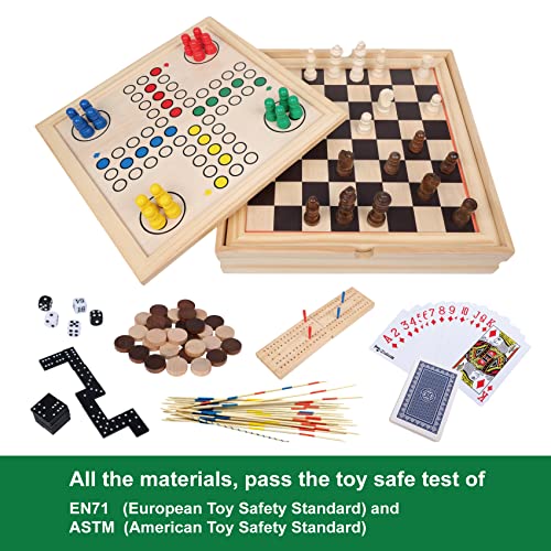 Offelec TH0019 Premium Wood Board Game Set - 9 Classics In 1 Include Chess, Checkers, Backgammon, Ludo thumb #4
