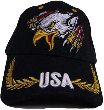 Black Screaming Eagle USA US America American Baseball Cap 100% Poly Twill