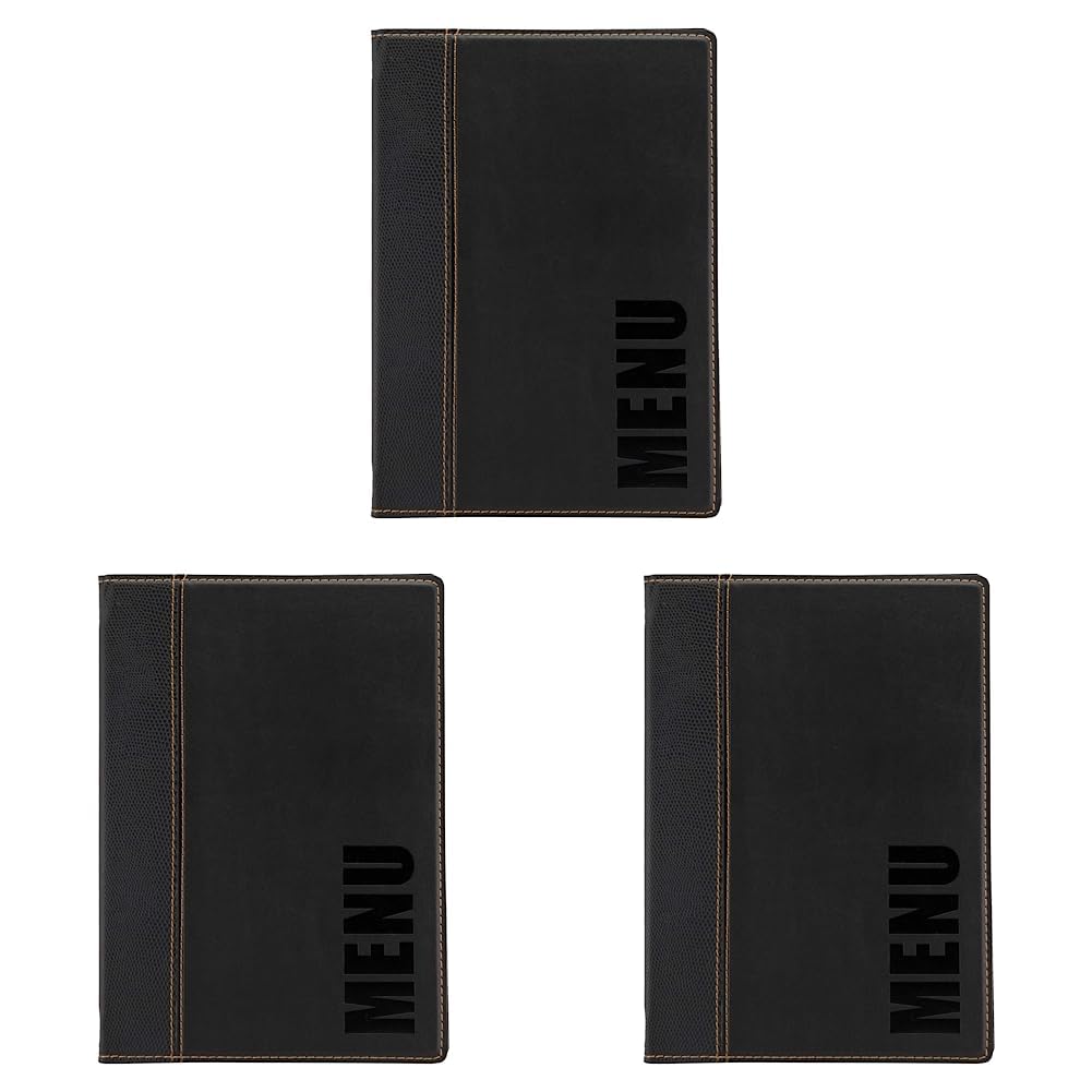 Protège-menu A5 noir lot de 3 Securit carte restaurant bistrot