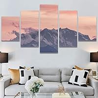 SIGNWIN 5 Panel Canvas Wall Art Coastal Multicolor Photography Relax/Calm Romantics Sunset for Home Decorations Ready to Hang - 60