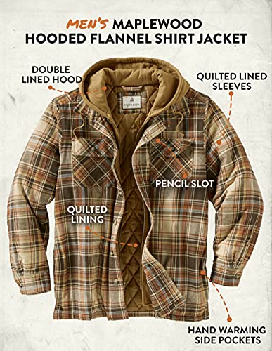 Legendary Whitetails Men's Standard Maplewood Hooded Shirt Jacket, Durango Plaid, X-Large #TOP5
