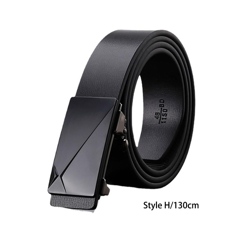 Cinturón de cuero para hombre, deslizante, hebilla automática, bloqueo, pantalones, cintura, decoración, regalo de negocios, 100 cm
