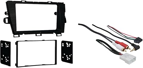 Metra 95-8226B Kit de tablero para Toyota Prius 2010 Doble DIN (negro) y arnés de cables de control del volante 70-8114 con RCA para vehículos
