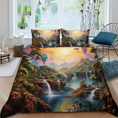 Parure de lit forêt tropicale 220x240 housse couette microfibre douce