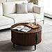 DUMOS Coffee Table, Round Coffee Tables with Storage, Fluted Center Table for Living Room, 31.69