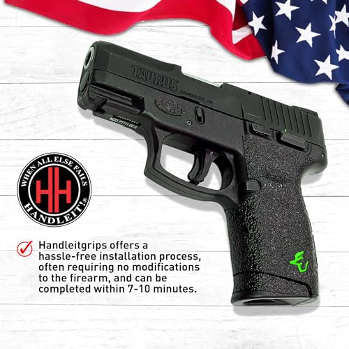Handleitgrips Gun Grip Tape Compatible with Taurus G2C - Black Textured Rubber Pistol Grip Tape with Green Insert, Easy Installation, Gun Parts & Accessories, Veteran Owned, Made in The USA