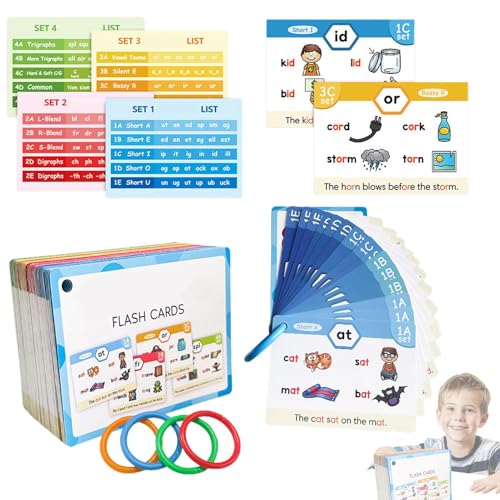 Aprenda A Leer Tarjetas Flash Phonéticas,Tarjetas Flash Fonéticas - Actividades de aprendizaje de Tarjetas De Palabra | Suministros Escolares En Casa, Juego De Cartas De Aprendizaje Temprano,