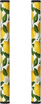 Non Slip Refrigerator Handle Covers 2pcs,Neoprene Refrigerator Door Handle Covers for Fridge, Oven, Dishwasher & Microwave, Decorative Kitchen Appliance Handle Covers,Lemon Citrus Blossom
