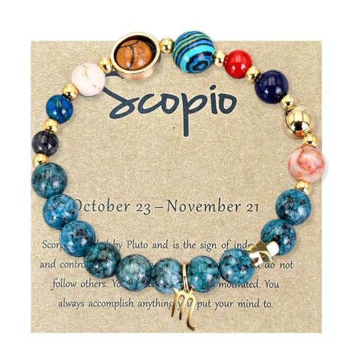 Zrebcley Bracelet Signe Astrologique, Cadeau Maitresse Femme Maman