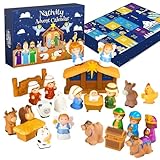 2025 Countdown Kalender | 2025 Adventskrippe Spielzeug,Gummi Jesus Figuren Adventskalender | Für Kinder Kleinkinder Mädchen Schlafzimmer Wohnzimmer Büro Kamin