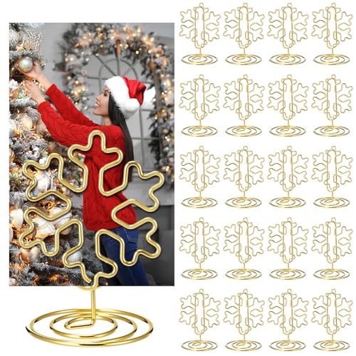 36 Pcs Christmas Gold Photo Holders Table Number Stands, Snowflake