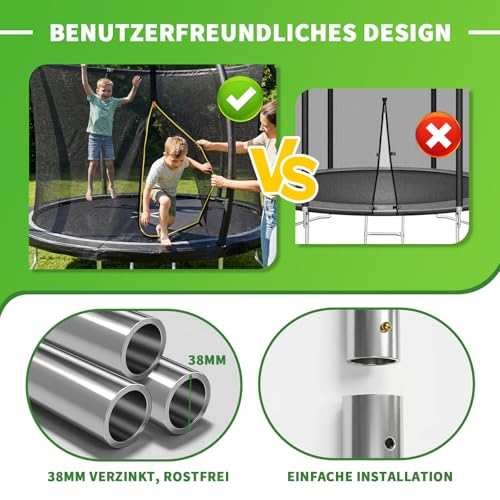 JUMMICO Trampolin Outdoor Ø 183/220/290/360 cm Komplettset mit Sicherheitsnetz, Randabdeckung & Montagezubehör, Rundes Gartentrampolin für Kinder