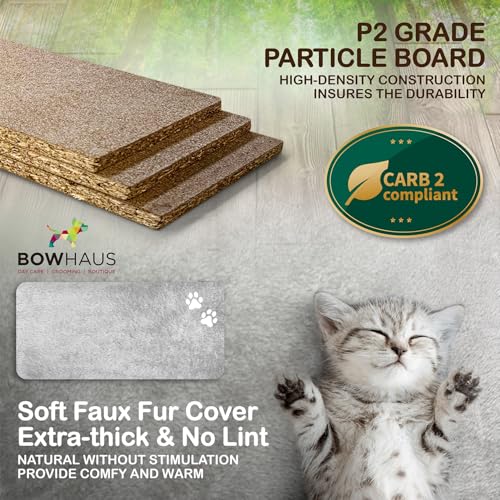 Image of BOWHAUS Tall Cat Tree for Indoor Large Cats or Kittens, Multi-Level Cat Activity Tree with Scratching Posts, Hammock, Cat Cave Condo, Modern Cute Small Cat Climbing Tower with Widened Perch