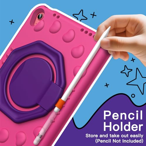 JETech Kids Case for iPad (A16) 11th/10th Generation (2025/2022) with 360 Degree Rotating Handle Stand, Shockproof Lightweight Tablet Cover with Pencil Holder (Plum) by JETech - Image 4