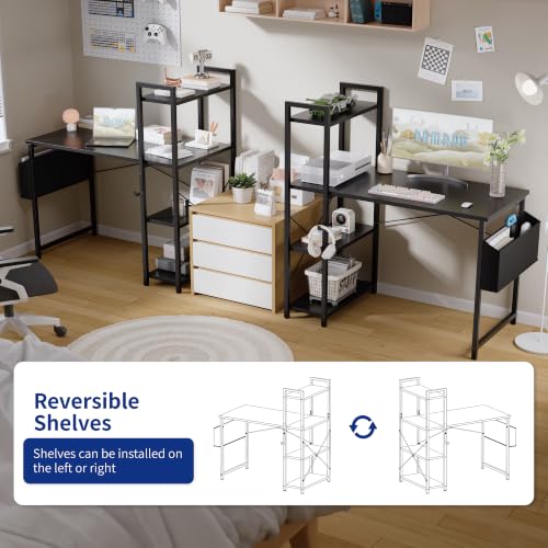 Pamray 38.5 Inch Small Computer Desk with Shelves for Bedroom Home Office - Image 4