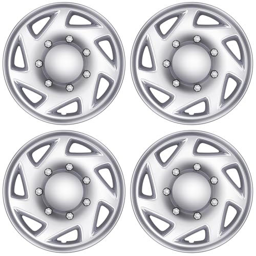 Ford 4-Pack Hubcaps: Wheel Covers Compatible with Ford Van 1998-2023 Truck & Econoline; 16 inch Silver