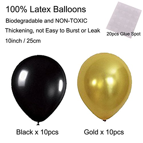 Zerodeco Birthday Party Decoration, Happy Birthday Banner With Paper Fans, Honeycomb Balls, Triangular Pennants, Circle Paper Garland, Hanging Swirls And Balloons - Black And Imitation-Gold #TOP6