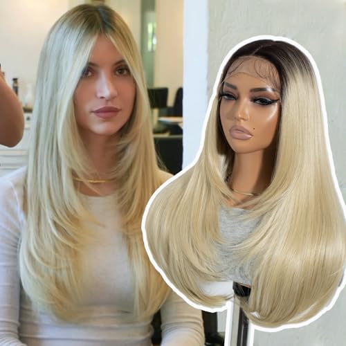 Perruque blonde ombrée Joedir cheveux synthétiques pour soirée et fête