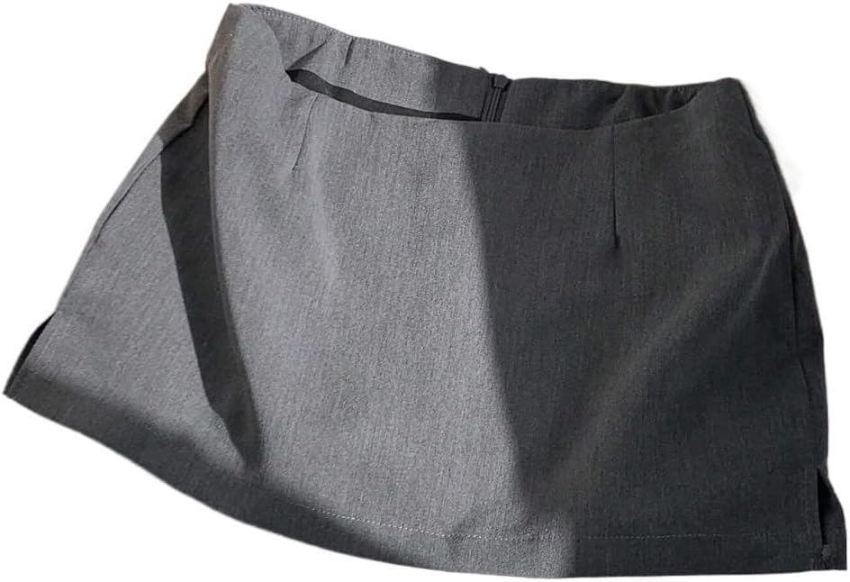 Womens Low-Rise Mini Skort Skirts - Casual Solid Color Slit Fitted Skirt for Daily Wear