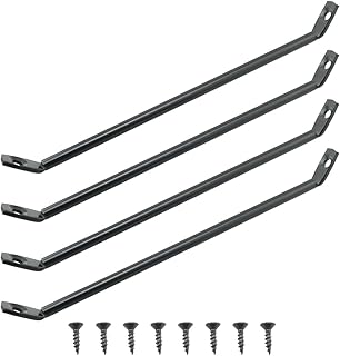 ZYAMY 4PCS Black Reinforced Leg Brackets with Screws Iron Tie Rods Heavy Duty Corner Brace Post to Beam Connector Triangle Table Legs Mounting Iron Plate Brace for Wooden Computer Table Dining Table