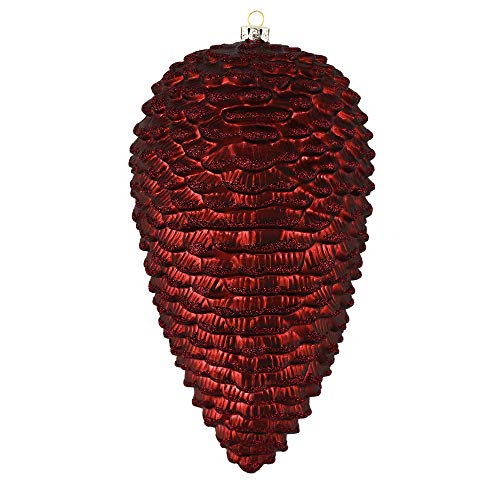 Vickerman 10" Burgundy Matte Glitter Pinecone Christmas Ornament. Includes 2 Pieces per Pack.