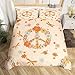 Retro 60S 70S Bedding Set Twin Groovy Flower Power Peace Sign Duvet Cover Boho Honeybee Ladybug Dragonfly Comforter Cover Gifts For Women Girls,Peace Wreath Bed Set 1 Pillow Case Yellow Orange