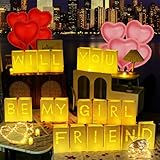Letrero de Will You Be My Girlfriend – Juego de decoraciones para proponer letras iluminadas, decoraciones románticas...