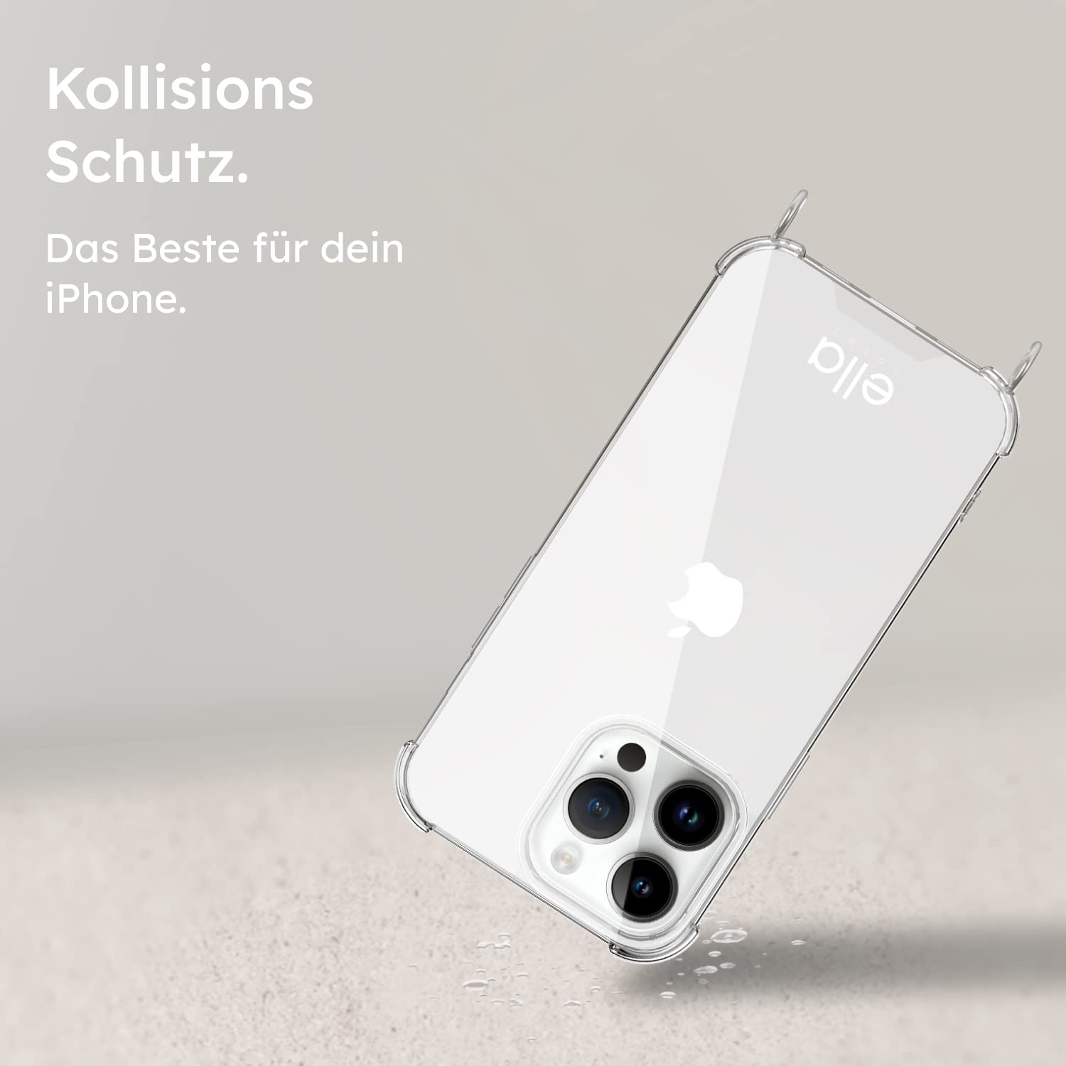 ella cases Custodia con occhielli per iPhone 11 Pro, trasparente con anelli per catenina in argento, singolarmente senza catena, modulare con cordino