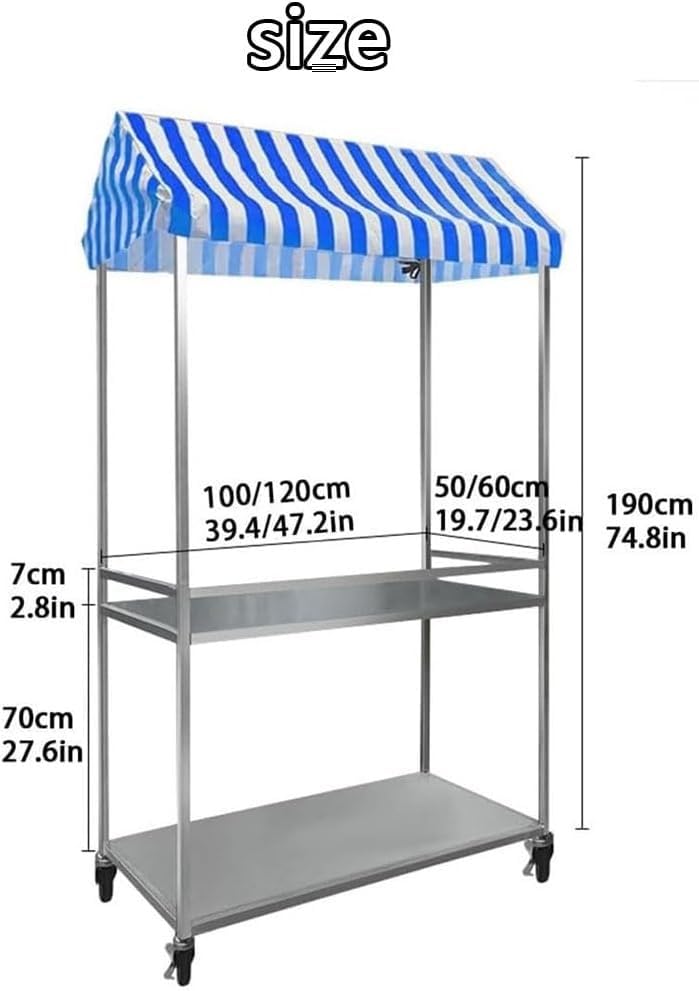 Chariot restauration ambulante pliable avec roues remorque stand